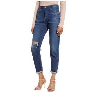 Citizens of Humanity Liya High Rise Slim Straight-Leg Jeans Distressed Sz 27